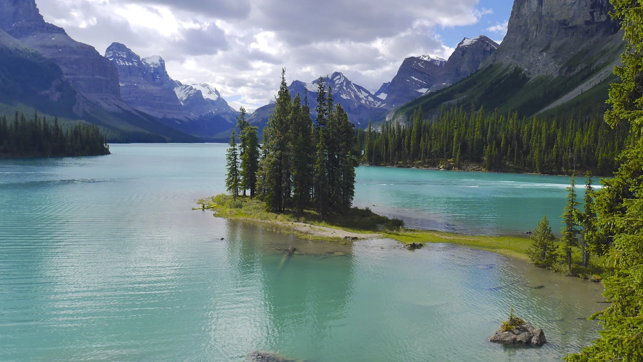 Mt. Brazeau and Maligne Lake in Jasper National Park in Alberta, Canada